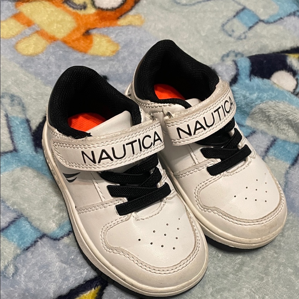 Nautica Kids White Sneakers with Black Trim